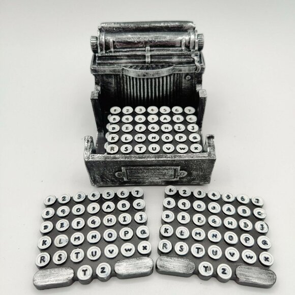 Retro Typewriter Theme Beverage Coaster Set With 4 Coasters Gift for Writer - Picture 3 of 7